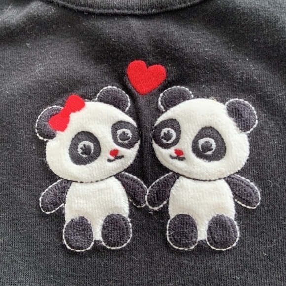 Gymboree Holiday Panda Tee Top T-Shirt Black 6 12 months NWOT - Picture 2 of 4